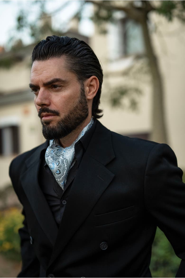 Latino - Silk Ascot Cravat Tie for Men, Alternate, color, Grey