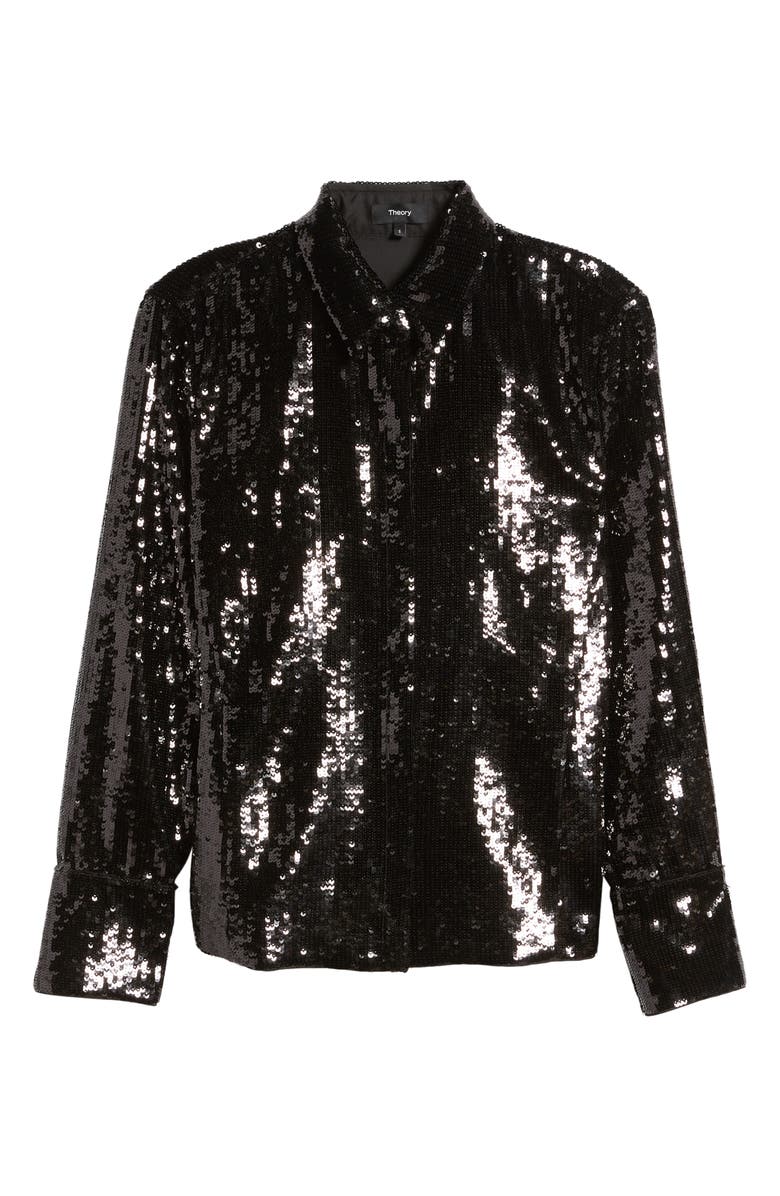 Theory Slim Fit Sequin Button-Up Shirt, Alternate, color,