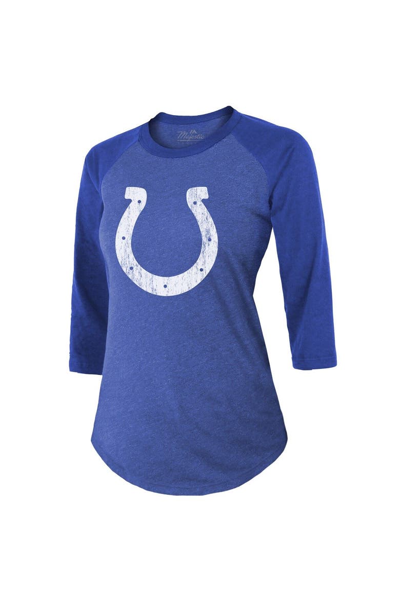 Women's Majestic Threads Anthony Richardson Royal Indianapolis Colts Player Name & Number Tri-Blend 3/4-Sleeve Fitted T-Shirt, Alternate, color, Royal