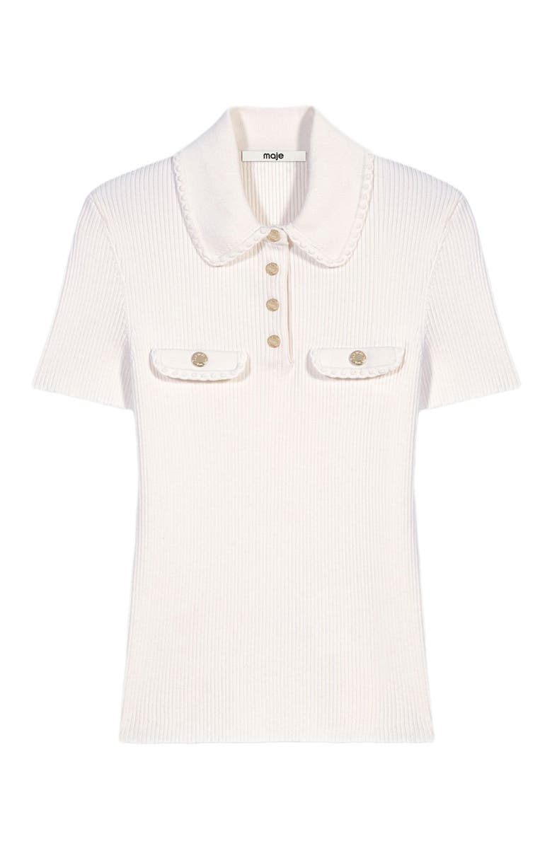 maje Short-sleeved polo with pockets, Alternate, color, Ecru