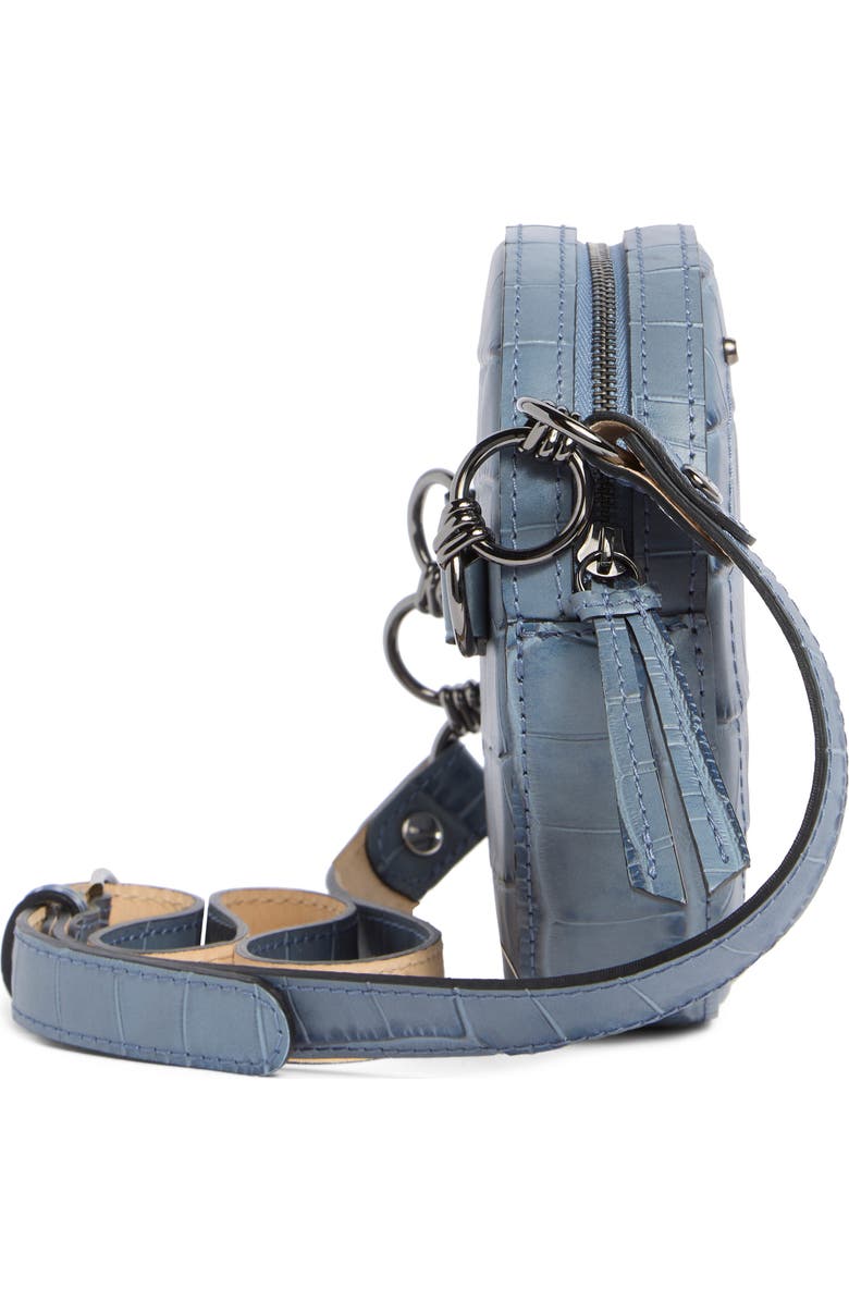 Longchamp Croc Embossed Circle Belt Bag, Alternate, color, Cloud Blue