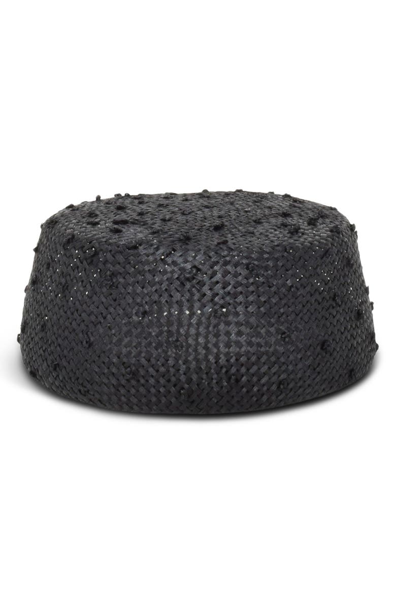 Gigi Burris Millinery Lauren Knotted Straw Pillbox Hat, Main, color, Black Knotted