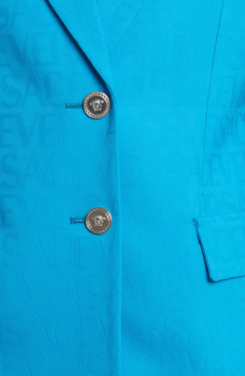 Versace Logo Jacquard Virgin Wool Blazer, Alternate, color, 
