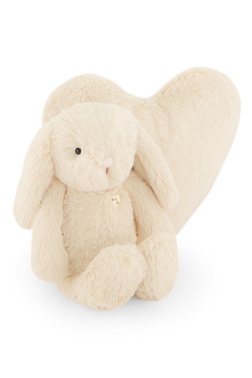 Snuggle Bunnies Stuffed Animal Bunny and Heart Pouch Set in Brulee 
