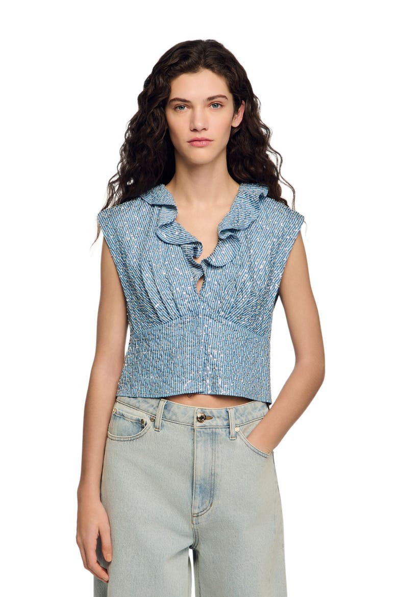 Sequin top, Main, color, Blue