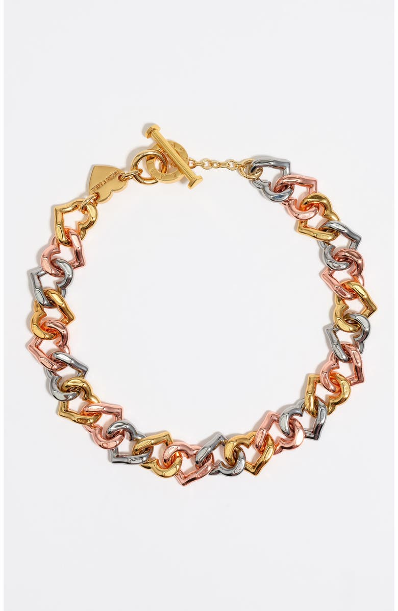 Bimba y Lola Three-Tone Heart Chain Necklace, Main, color, 