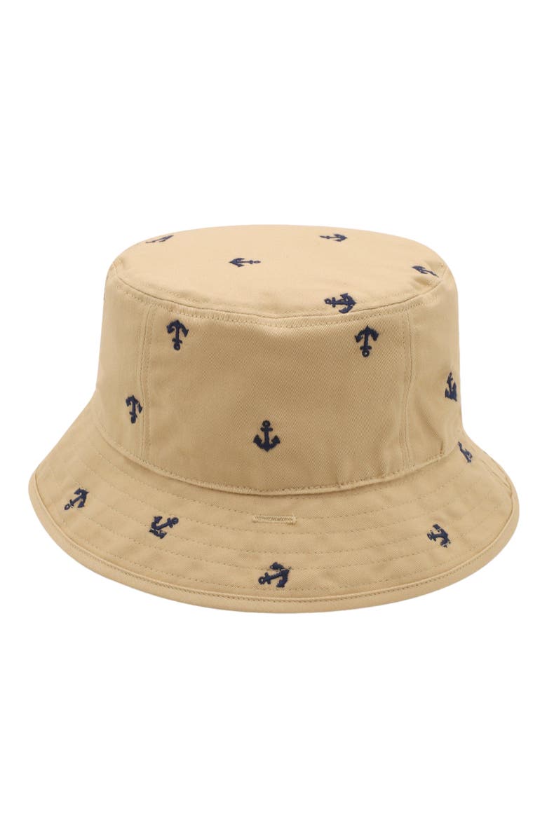 Hope & Henry Boys' Bucket Hat, Kids, Alternate, color, Khaki With Navy Anchors