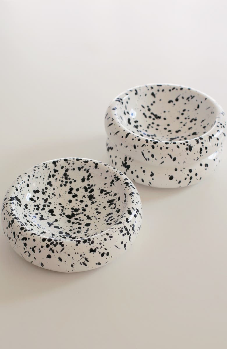 Catenary Ink Elevated Halo Cat Bowl, Alternate, color, White With Black Ink Splatter