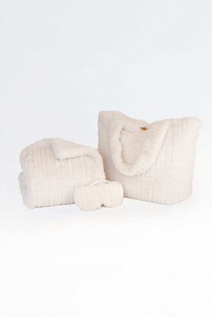 Sea To Me Blankets Luxury Travel Trio  Blanket, Tote, and Eye Mask, Alternate, color, Ivory