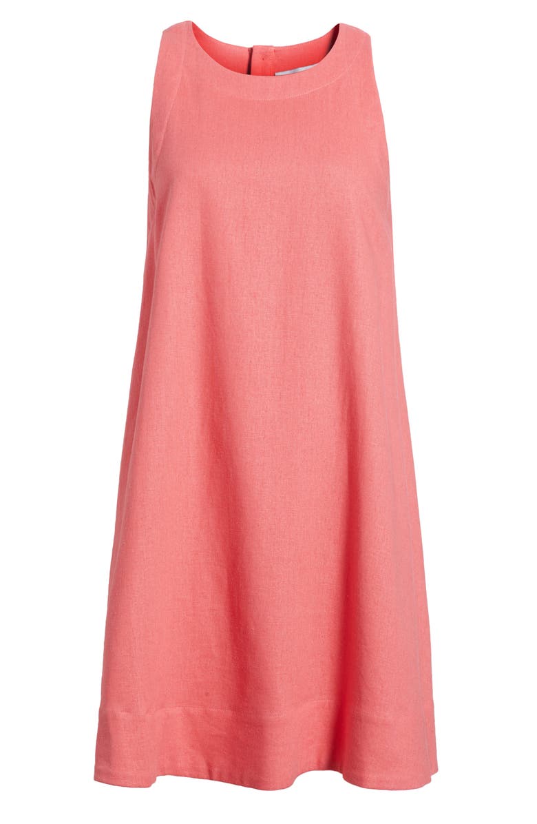 Charles Henry Sleeveless Linen Blend Trapeze Dress, Alternate, color, Coral
