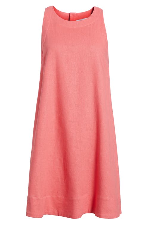 Charles Henry Sleeveless Linen Blend Trapeze Dress In Coral