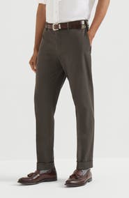 Brunello Cucinelli Garment-dyed Italian fit trousers in American Pima comfort cotton gabardine