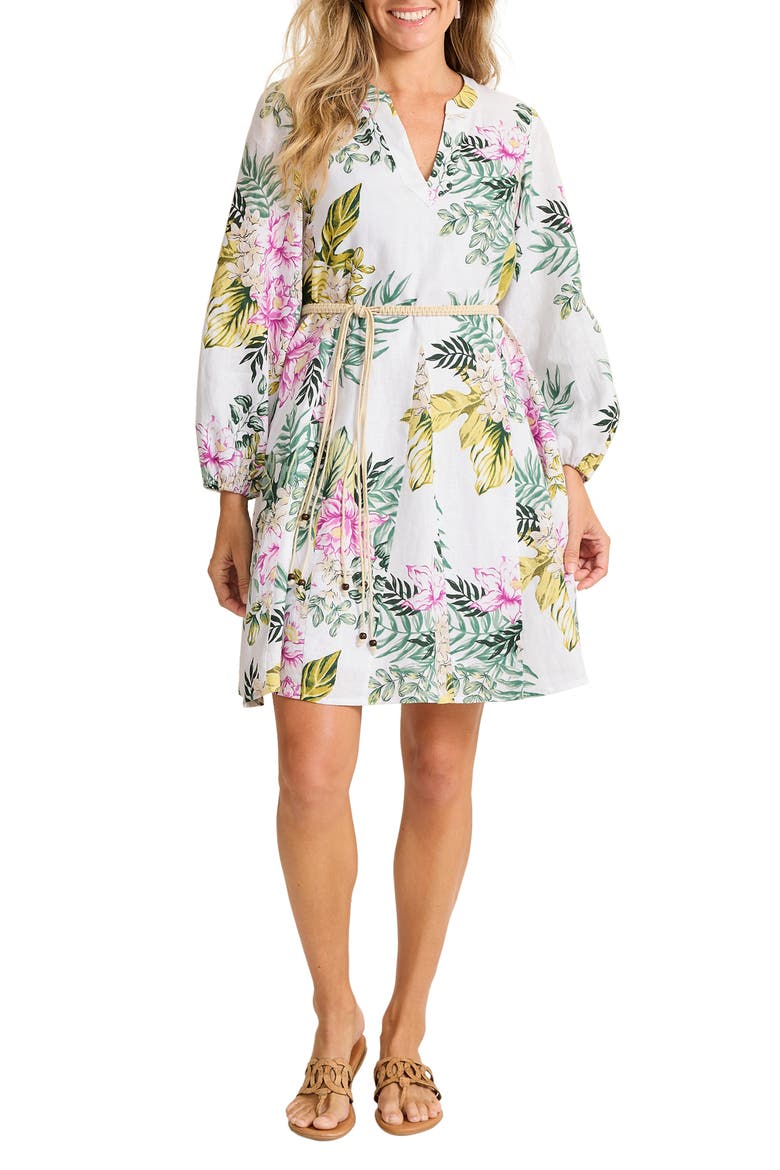 Petal of Luxury Long Sleeve Linen Dress, Main, color, WHITE