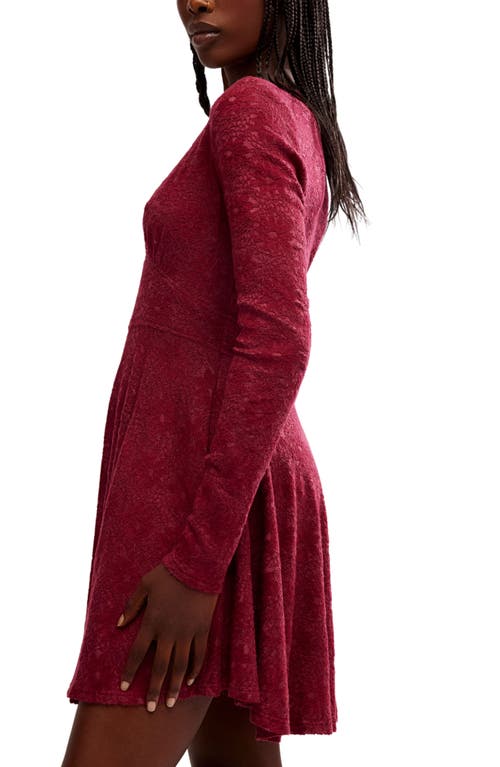 Shop Free People All Yours Lace Long Sleeve Minidress In Red Plum