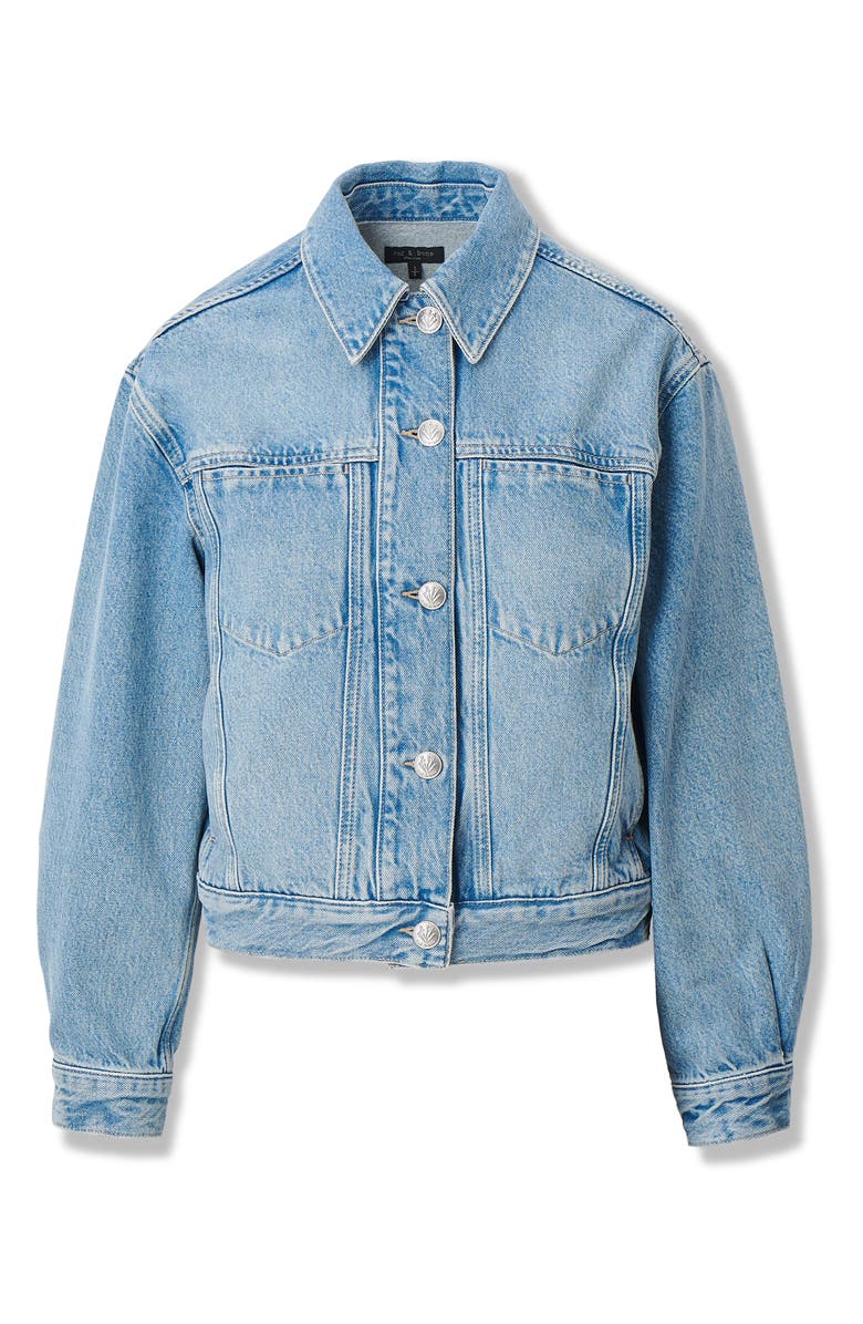 rag & bone Marie Denim Trucker Jacket, Alternate, color, Everglade