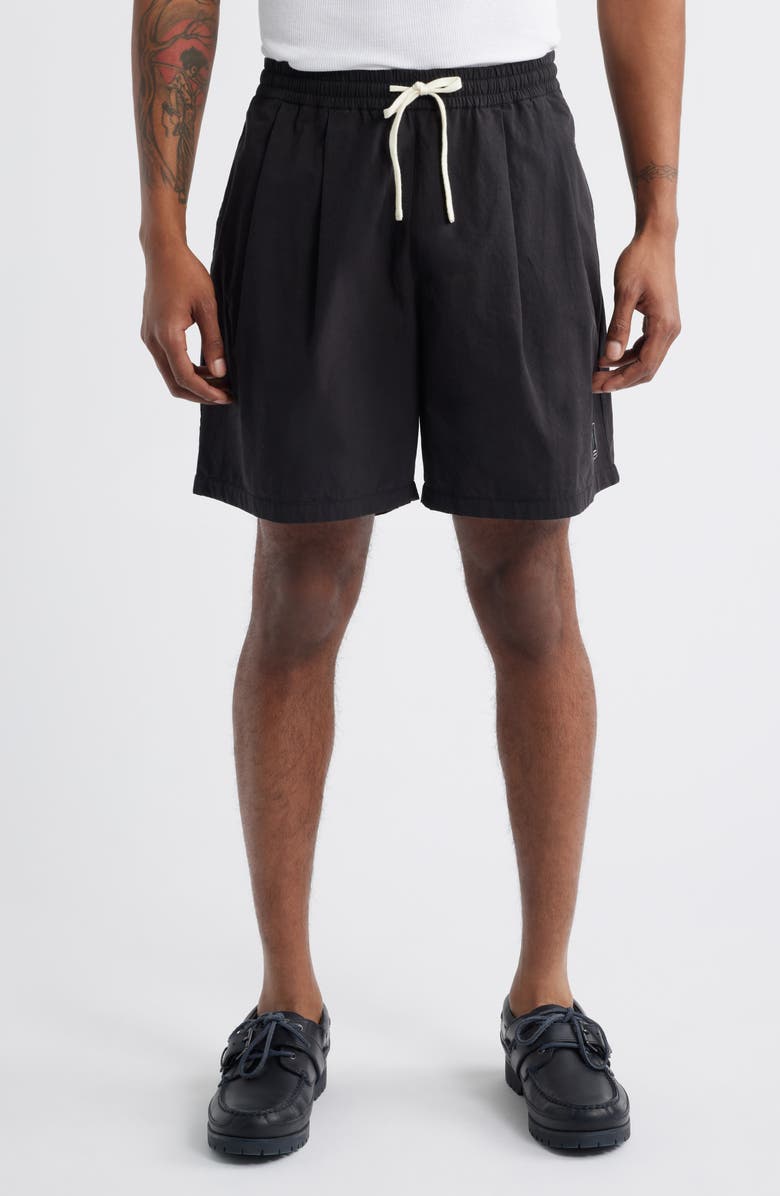 STANDARD ISSUE Camp Pleated Shorts, Main, color, Black