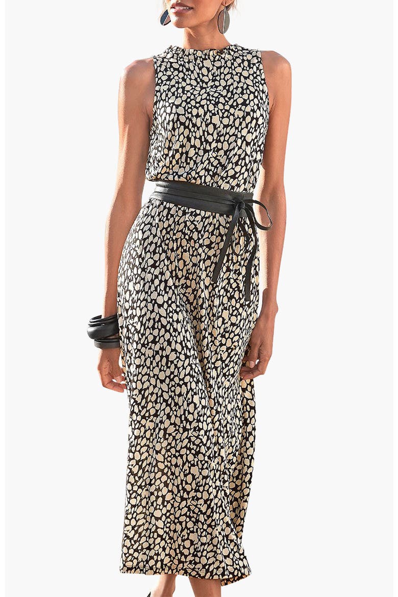 High Neck Maxi Dress, Main, color, Black Printed