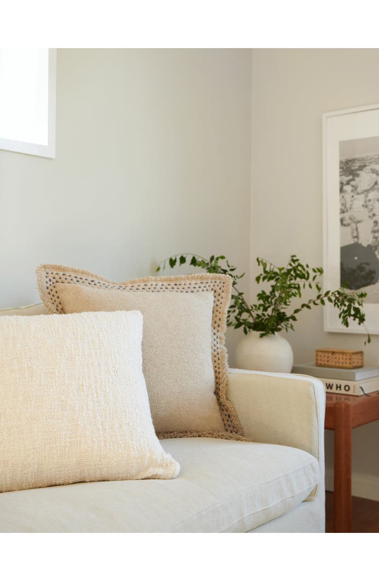 Anaya Hand Quilted Border Cotton Pillow with Down Alternative Insert, Alternate, color,