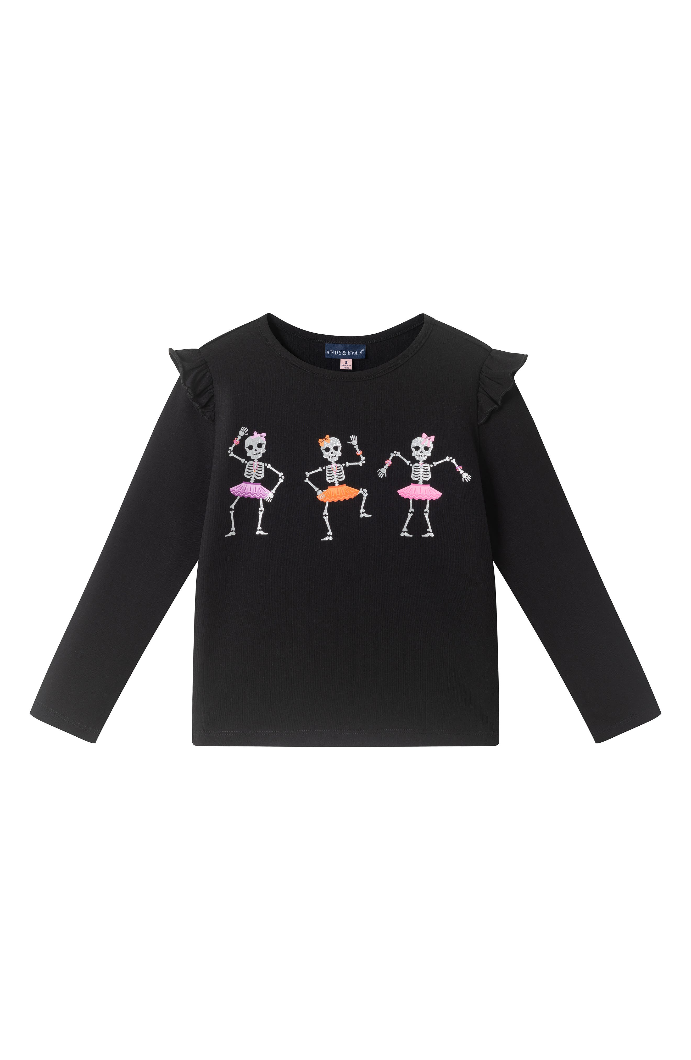Kids' Dancing Skeletons Ruffled Top