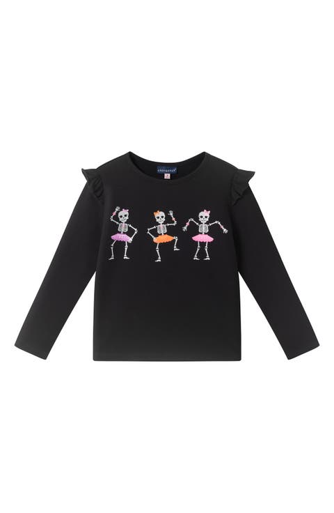 Kids' Dancing Skeletons Ruffled Top