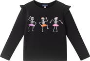 Andy & Evan Kids' Dancing Skeletons Ruffled Top