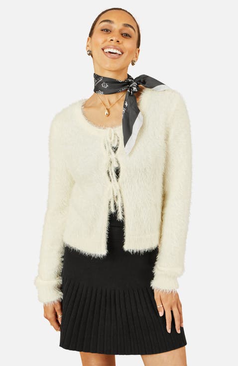 Eyelash Fluffy Tie Front Bolero