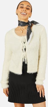 Yumi Eyelash Fluffy Tie Front Bolero