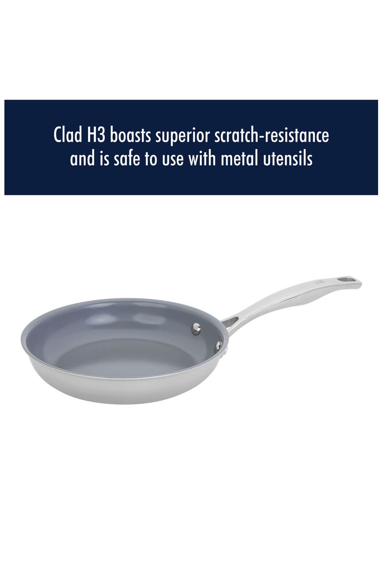 Clad Ceramic Nonstick Pan Set, Alternate, color, SILVER