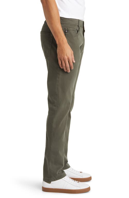 Ag Everett Sueded Stretch Sateen Straight Fit Pants In Green