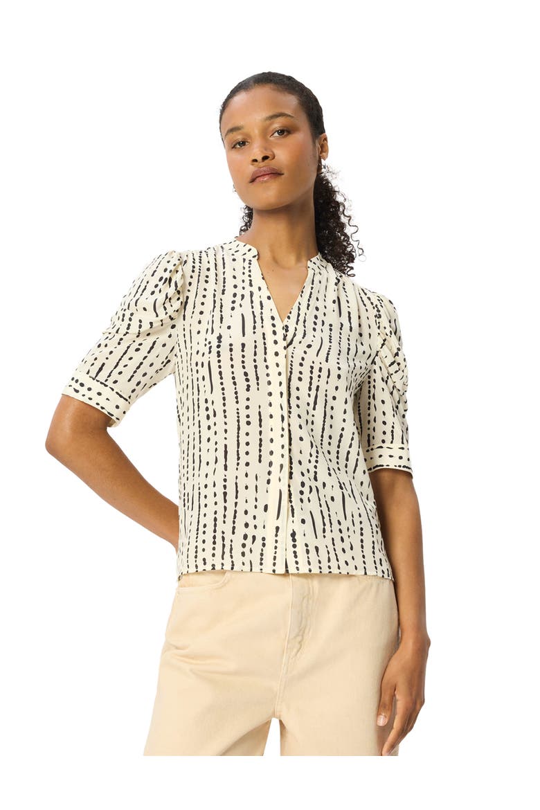 Dashed Spot Gathered Blouse, Main, color, Ivory/Multi