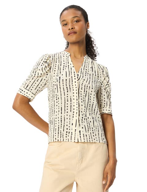 Dashed Spot Gathered Blouse