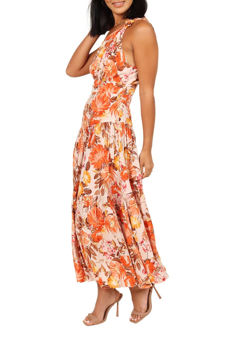 Marietta Floral One-Shoulder Sundress, Alternate, color, ORANGE