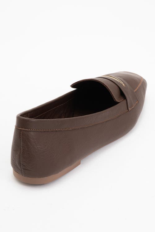Forever & Always Shoes Iridessa Leather Flat Loafers In Brown Leather