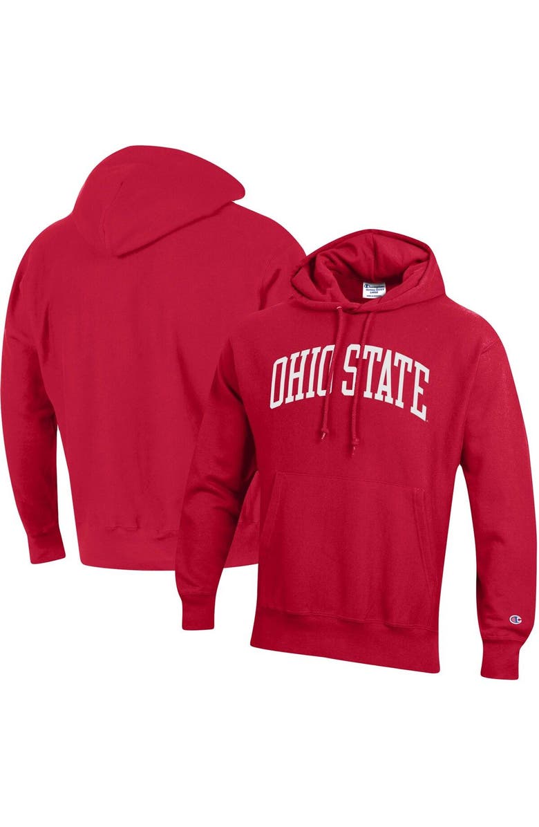 Champion Men's Champion Scarlet Ohio State Buckeyes Team Arch Reverse Weave Pullover Hoodie, Main, color, Scarlet