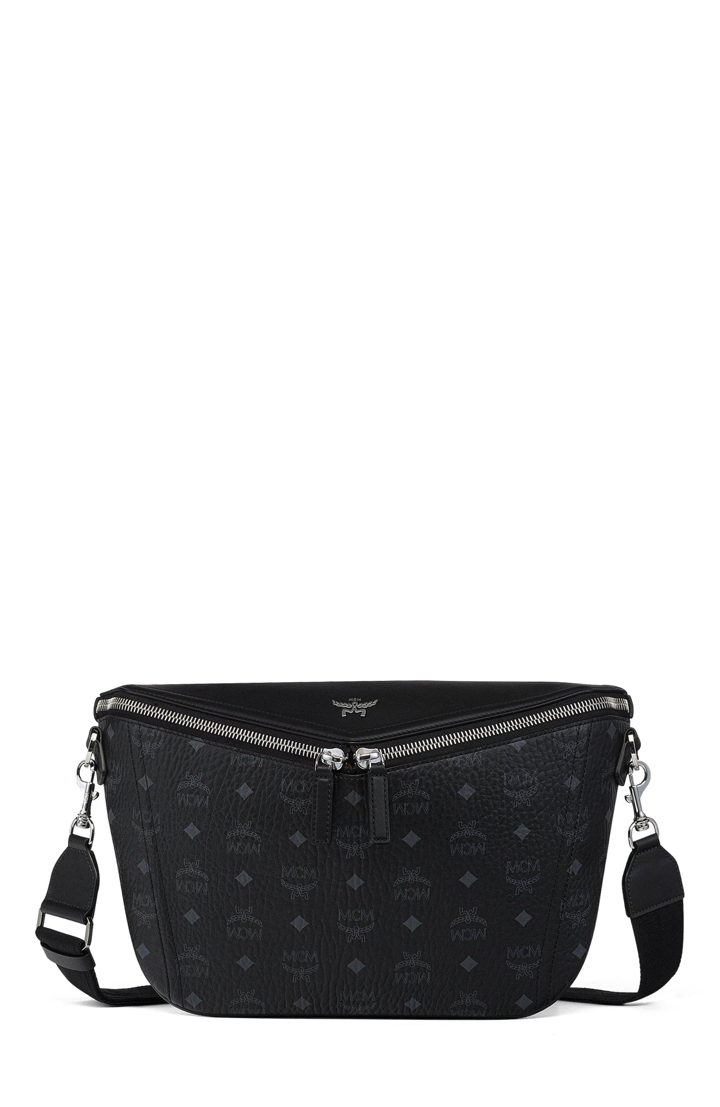 MCM Medium Diamant 3D Crossbody in Visetos Leather Mix, Main, color, Bk