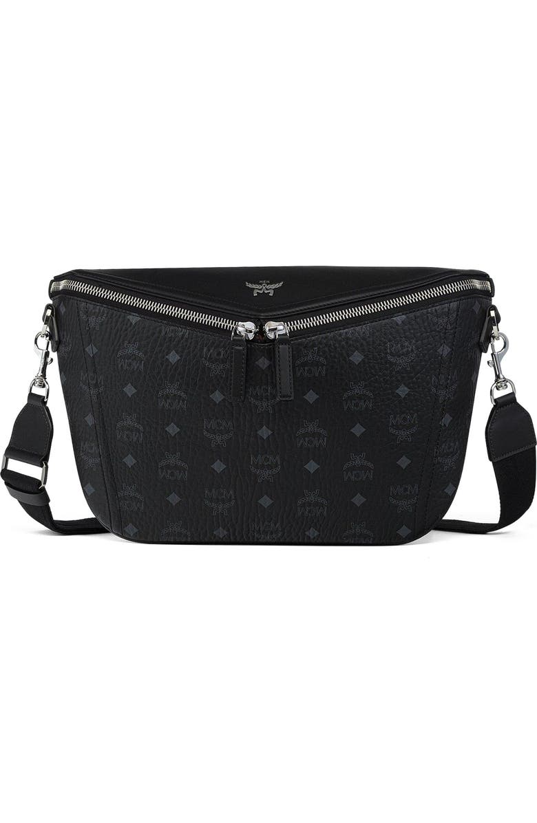 MCM Medium Diamant 3D Crossbody in Visetos Leather Mix, Main, color, Bk