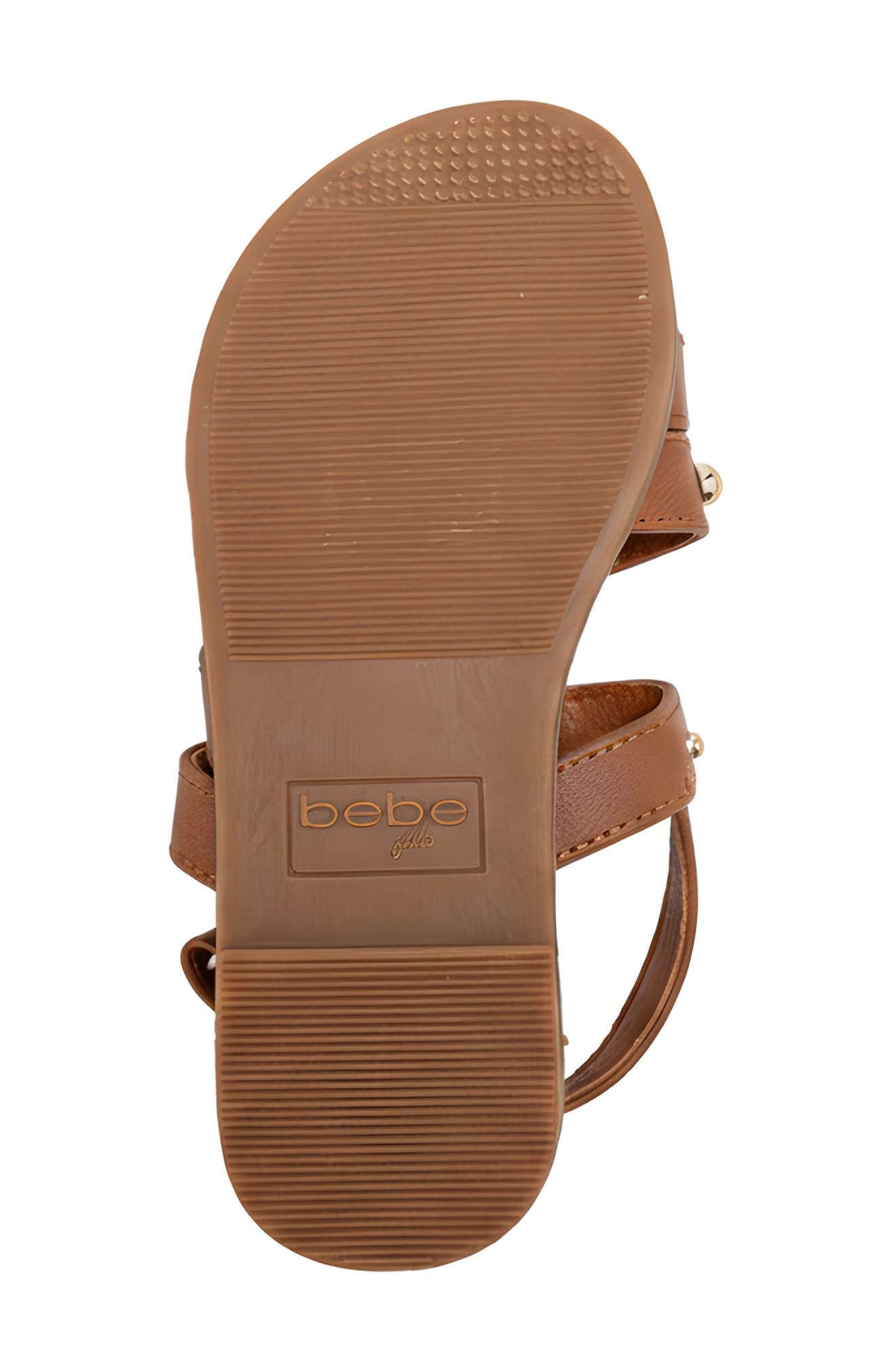 bebe Studded Strap Sandal, Alternate, color, Cognac