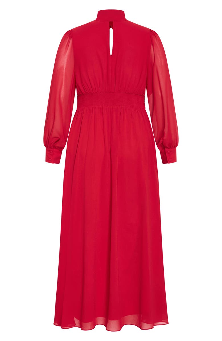City Chic Alexandra Long Sleeve Open Back Maxi Dress, Alternate, color, Rosa