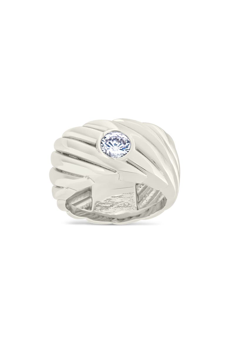Blythe Cubic Zirconia Woven Band Ring, Main, color, SILVER