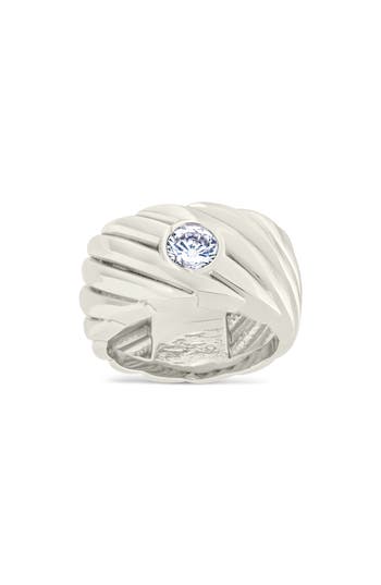 Sterling Forever Blythe Cubic Zirconia Woven Band Ring
