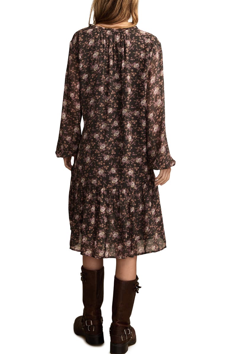Lucky Brand Floral Long Sleeve Dress, Alternate, color, Black Multi