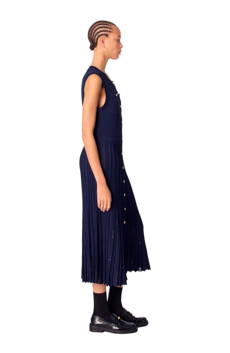 maje Pleated knit maxi dress, Alternate, color, 