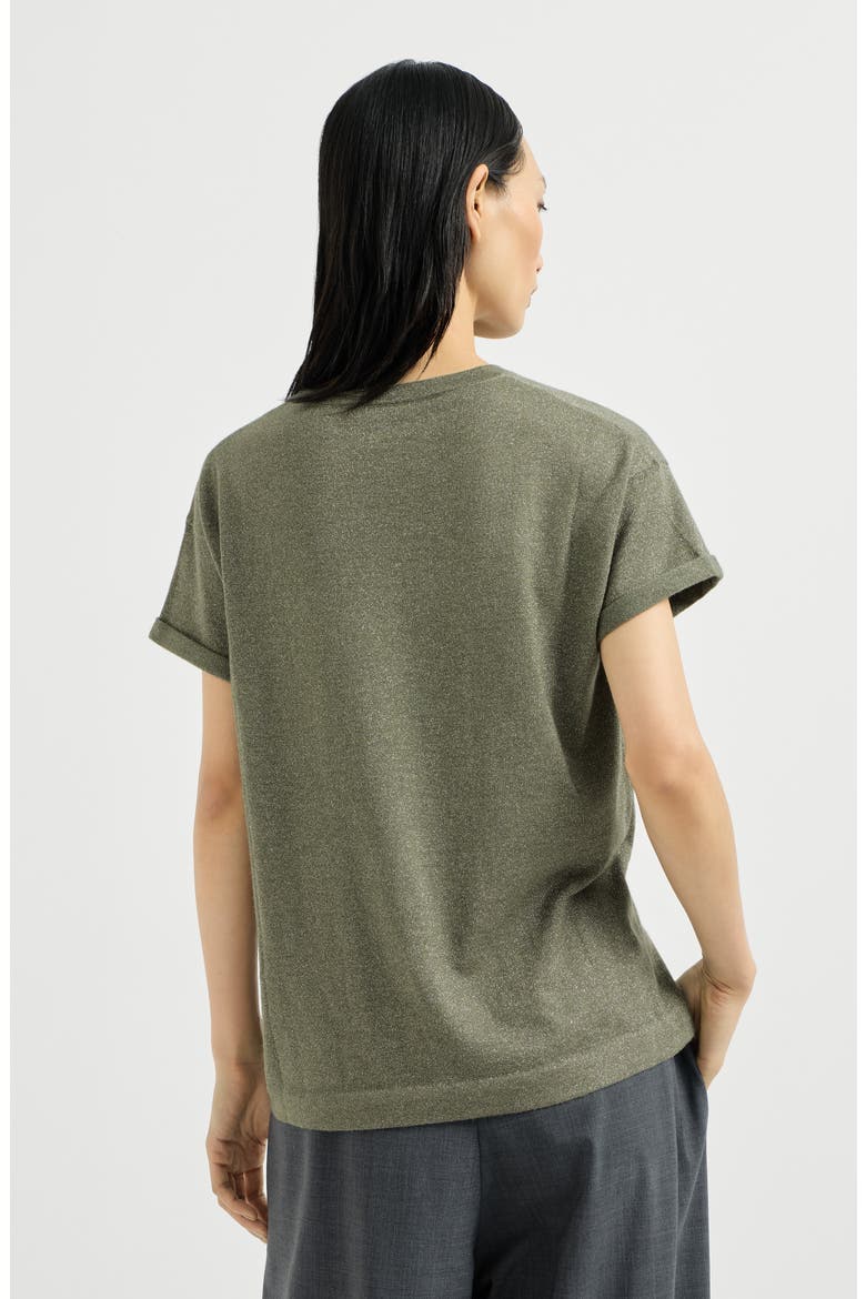 Sparkling cashmere and silk lightweight knit T-shirt, Alternate, color, Origano