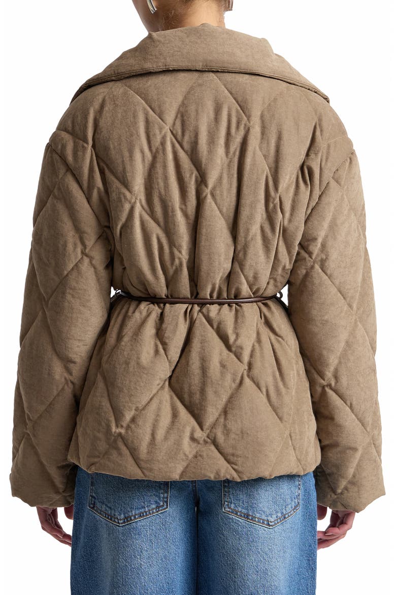 Tie Waist Puffer Coat, Alternate, color, MUSHROOM