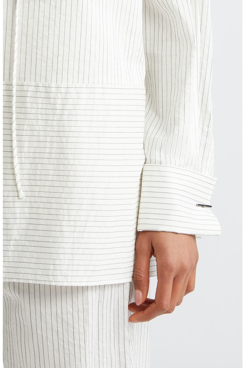Saletta Pinstripe Oversize Cotton & Silk Top, Alternate, color, WHITE BLACK
