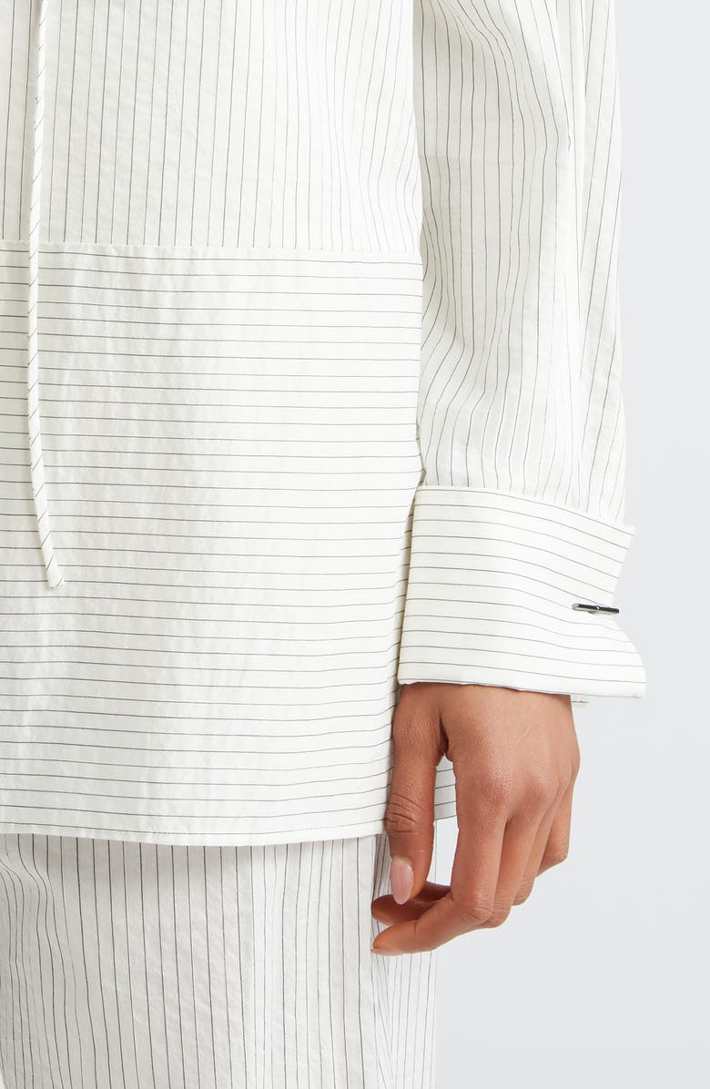 Max Mara Saletta Pinstripe Oversize Cotton & Silk Top, Alternate, color, White Black