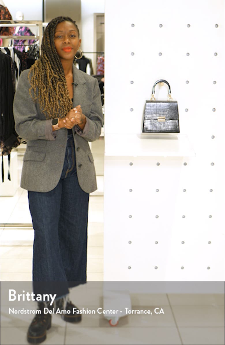 Crocodile Embossed Flap Handbag, sales video thumbnail