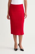 Ming Wang Tonal Eyelash Tweed Knit Midi Skirt