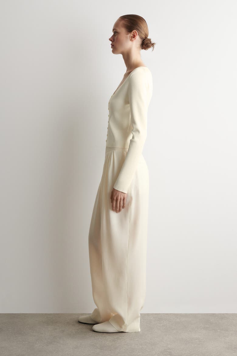 Minimal Knitted V-neck Cardigan, Alternate, color, IVORY