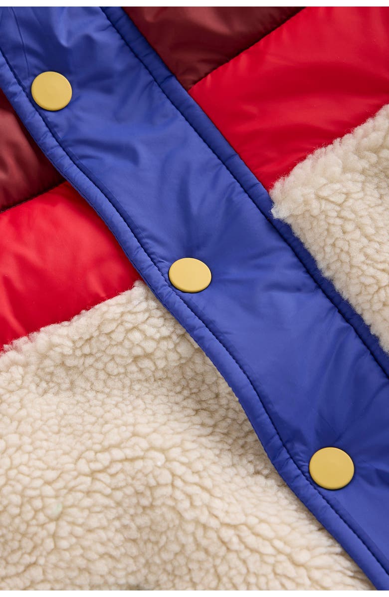 Mini Boden Kids' Fleece Trim Hooded Jacket, Alternate, color, Blue Multi